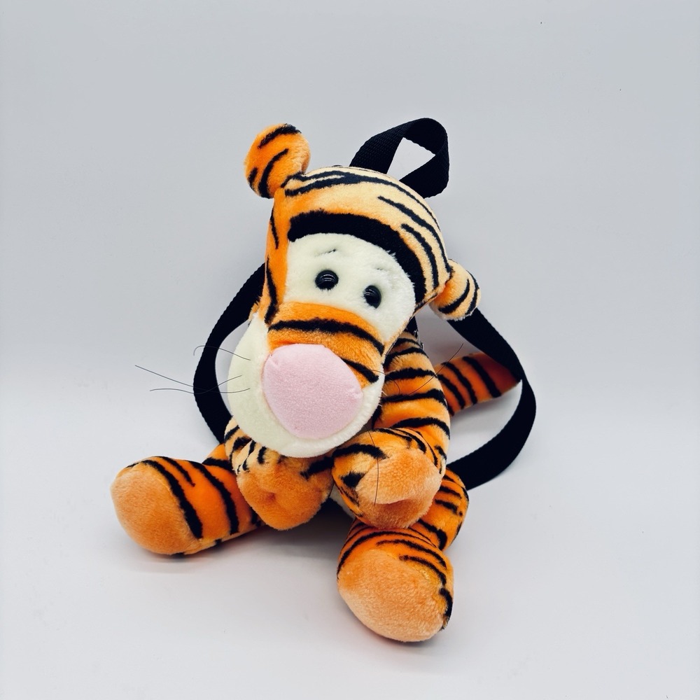 Disney Winnie The Pooh Plush Tigger Backpack Vintage 90s Orange Zip Bag 15in